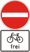 Schild Einbahnstraße frei für Radfahrer